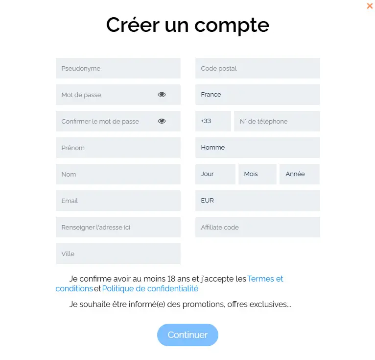 Processus d'inscription Casino Gale & Martin
